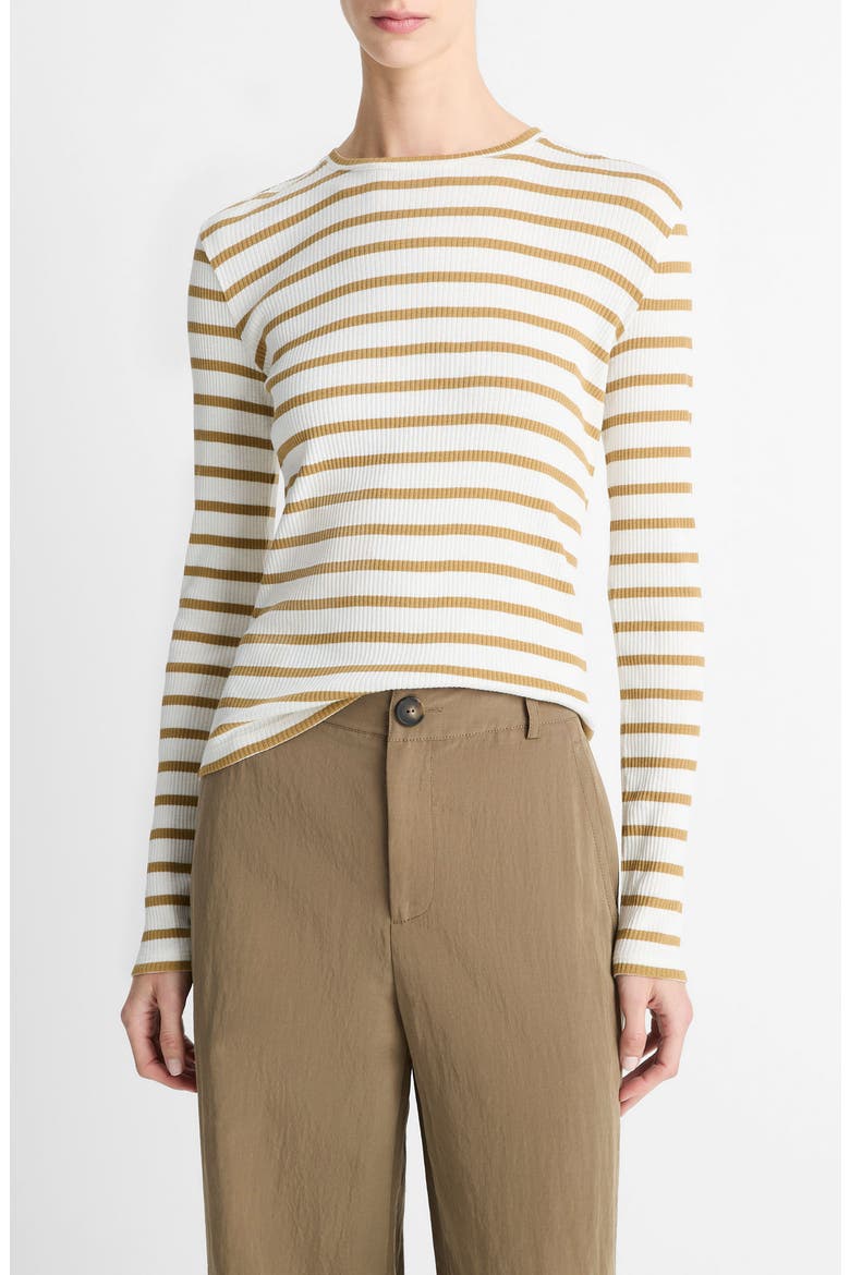 Stripe Rib Pima Cotton Top, Main, color, SAND SAGE COMBO