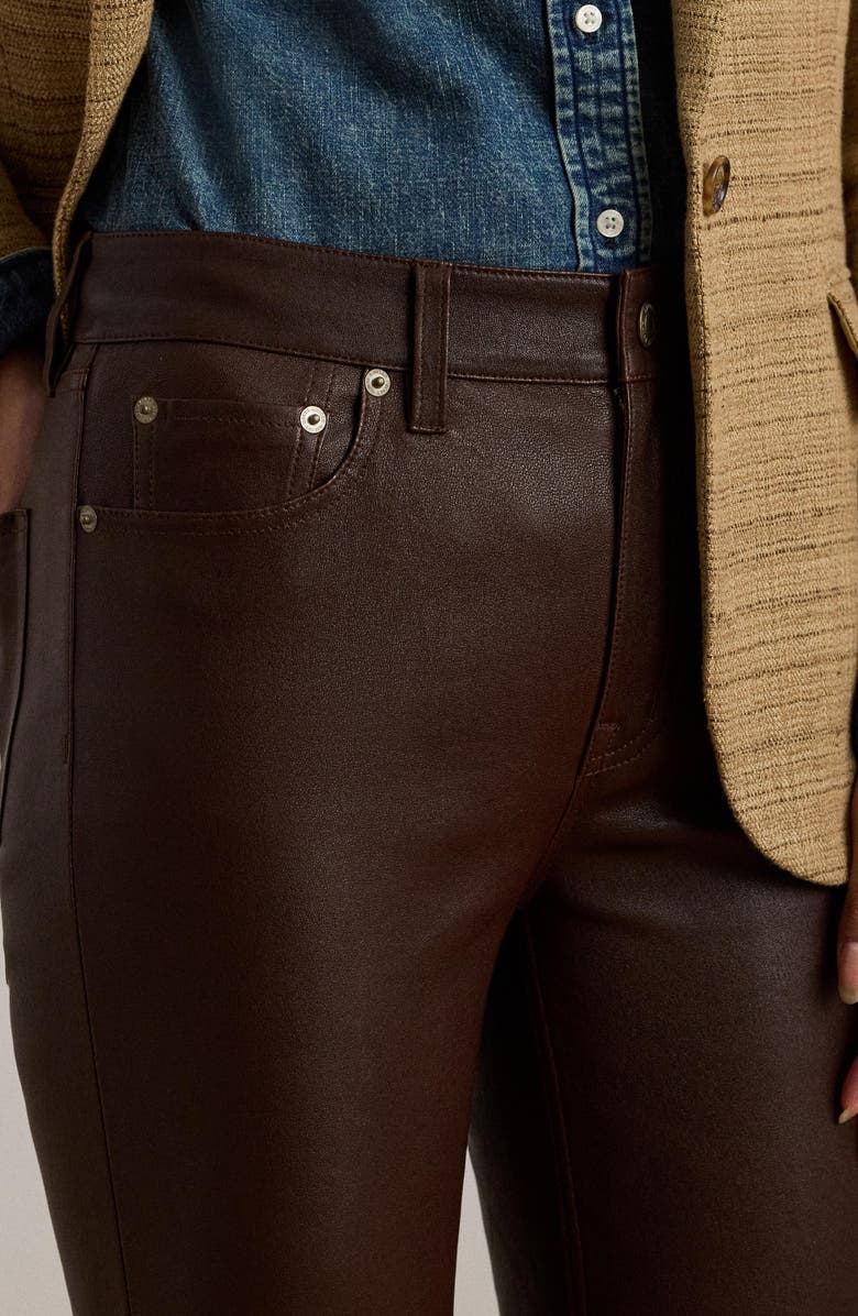 Lauren Ralph Lauren High Waist Leather Ankle Slim Pants, Alternate, color, 