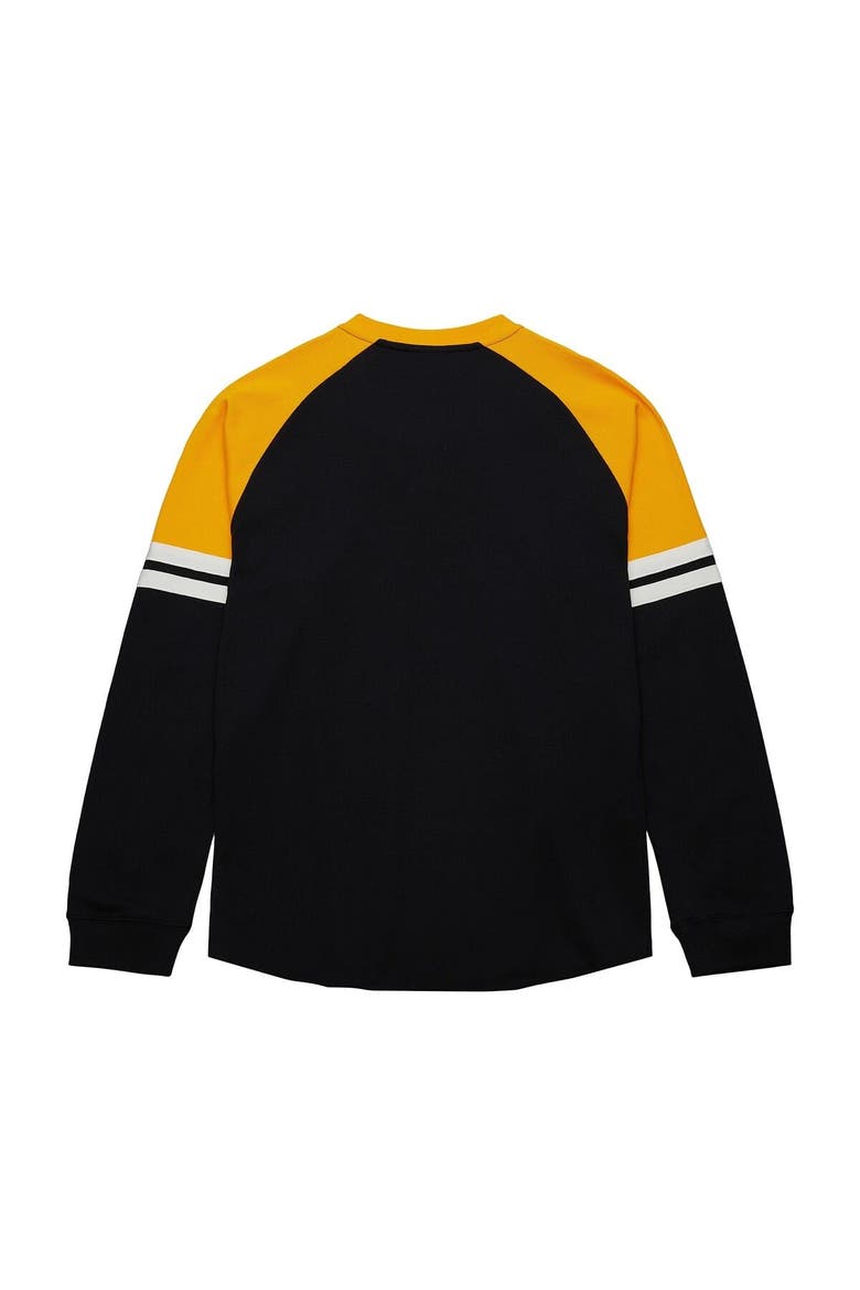 Men's Mitchell & Ness  Black Boston Bruins Thermal Henley Long Sleeve T-Shirt, Alternate, color, Black