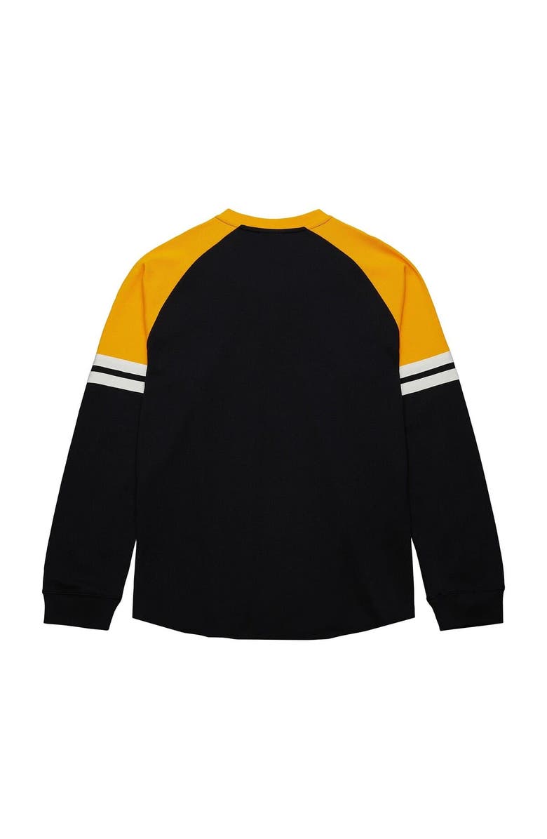 Mitchell & Ness Men's Mitchell & Ness Black Boston Bruins Thermal Henley Long Sleeve T-Shirt, Alternate, color, Black