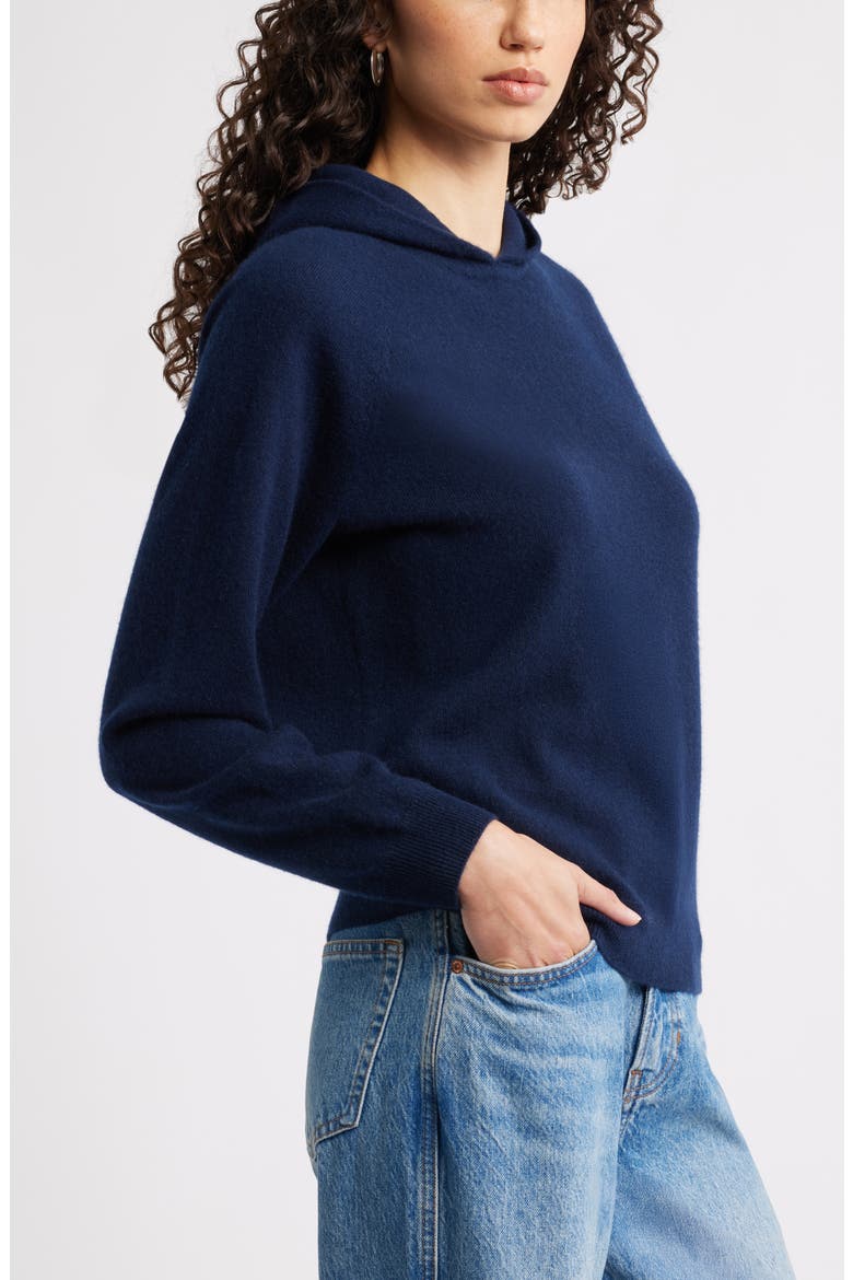 Cashmere Sweater Hoodie, Alternate, color, NAVY NIGHT