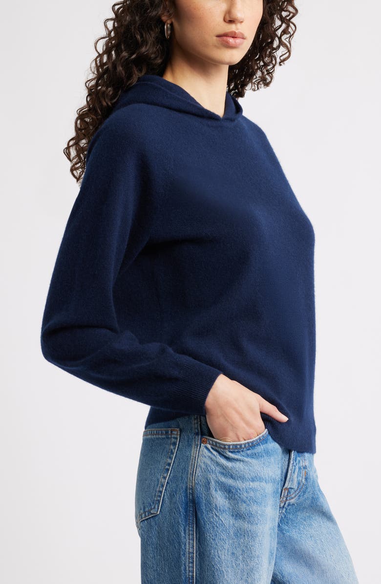 Nordstrom Cashmere Sweater Hoodie, Alternate, color, Navy Night