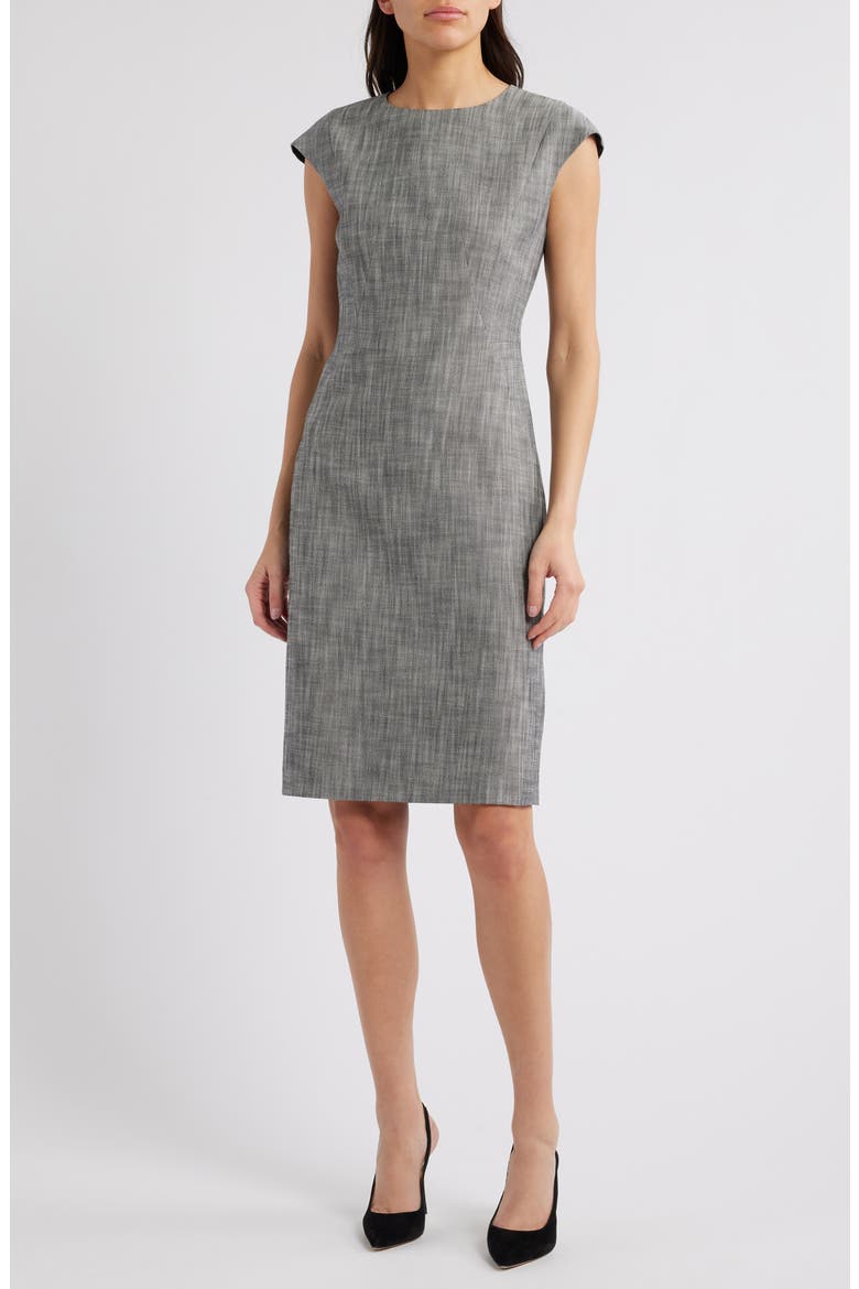 Dironah Sheath Dress, Main, color, MONOCHROME SHARKSKIN