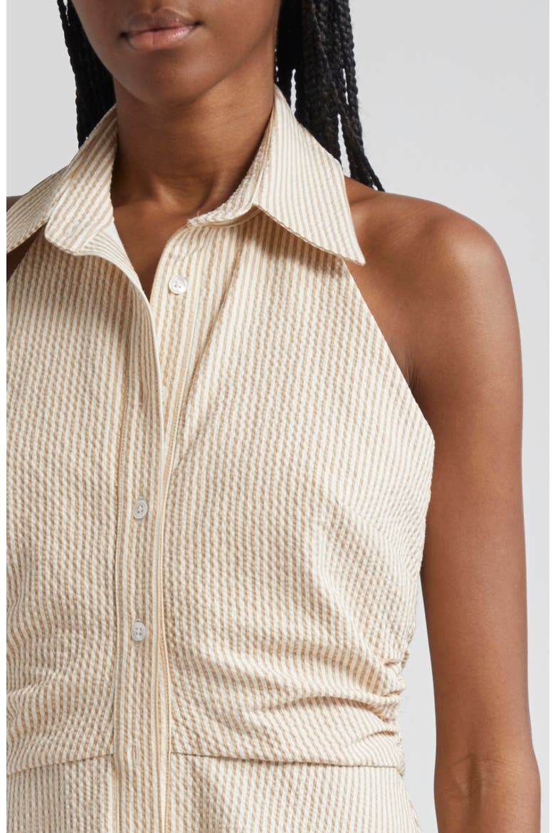 Mackey Seersucker Shirtdress, Alternate, color, KHAKI/ WHITE