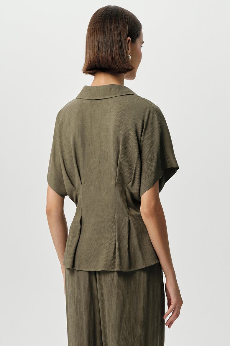 Loni Crinkle Shirt, Alternate, color, Khaki