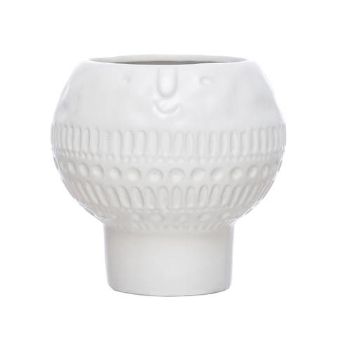 Stoneware Footed Planter with Face