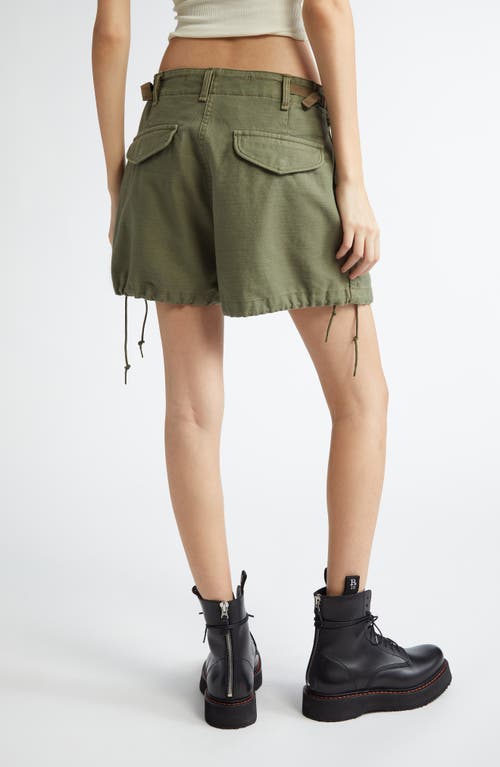 R13 Marianne Cargo Short In Olive Sateen