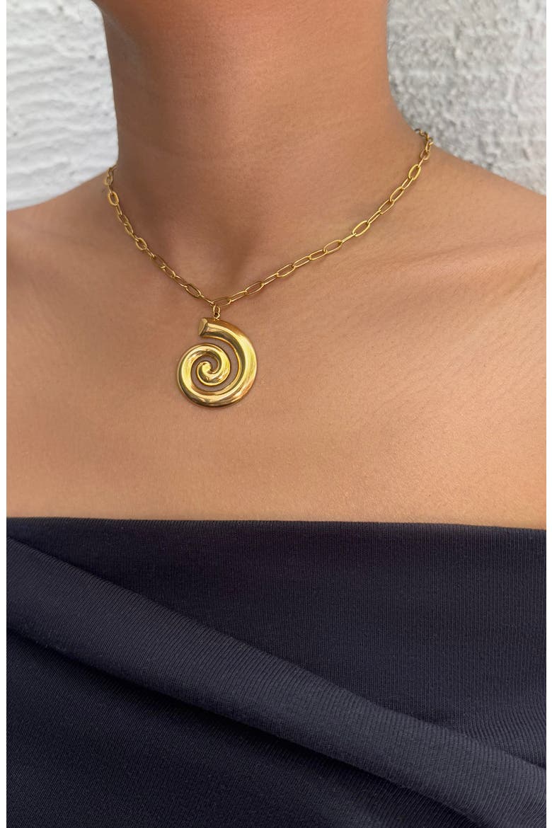 Swirl Pendant Necklace, Alternate, color, GOLD