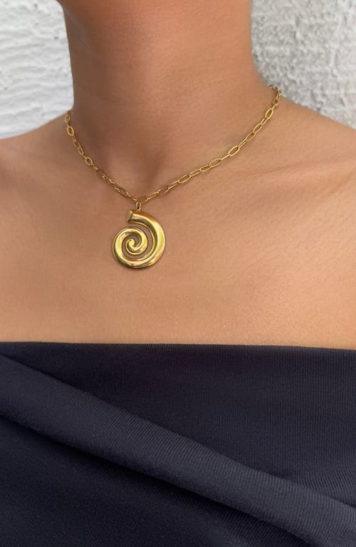 Adornia Tarnish Resistant 18k Gold Plated Swirl Paperclip Pendant Necklace In Gold