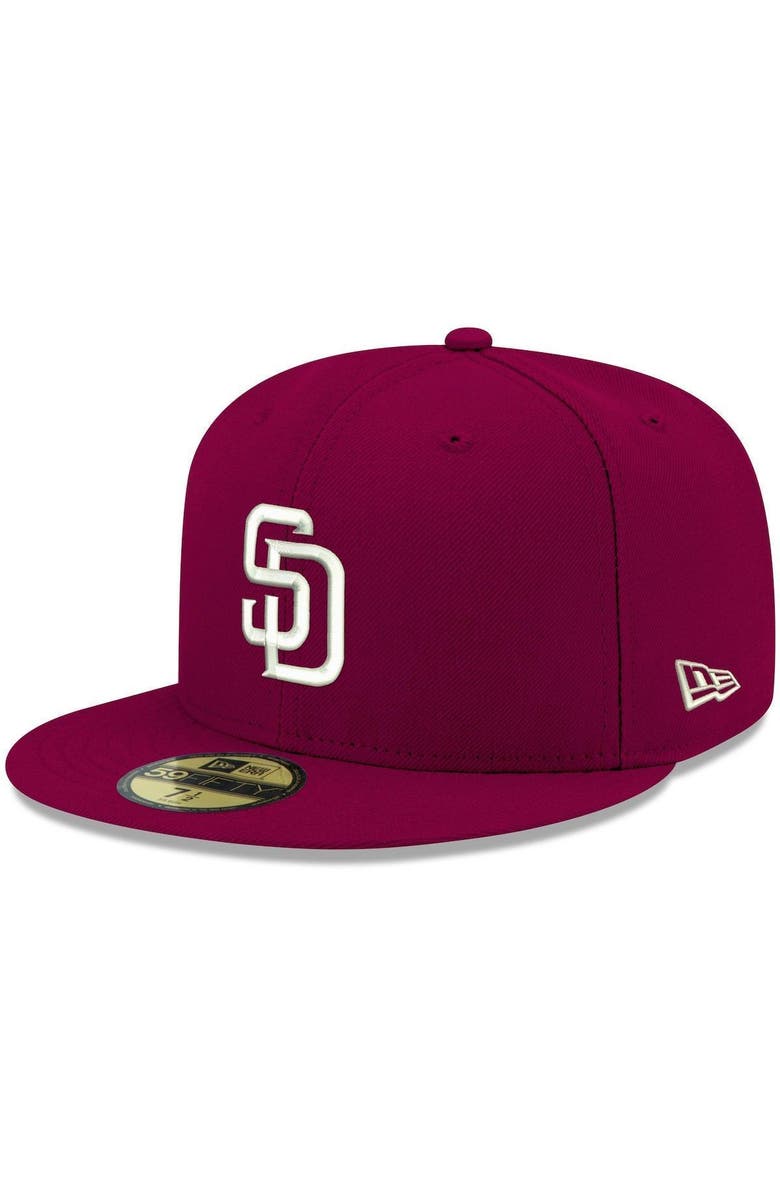 New Era Men
s New Era Cardinal San Diego Padres White Logo 59FIFTY Fitted Hat, Main, color, 