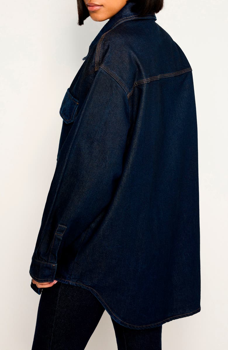 Good American Oversize Denim Shirt, Alternate, color, 