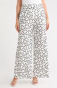 Renee C Polka Dot Satin Wide Leg Pants