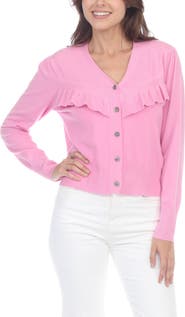 RAIN AND ROSE Ruffle Front Cardigan