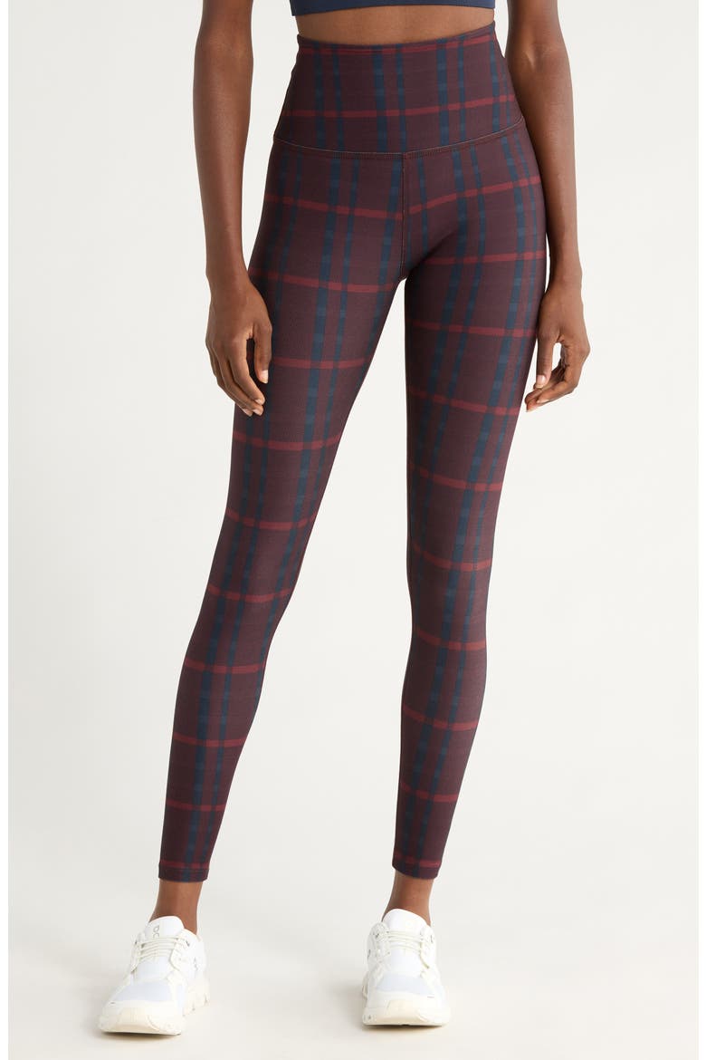 SoftMark Caught in the Midi High Waist Leggings, Main, color, DARK CHERRY PREPPY P