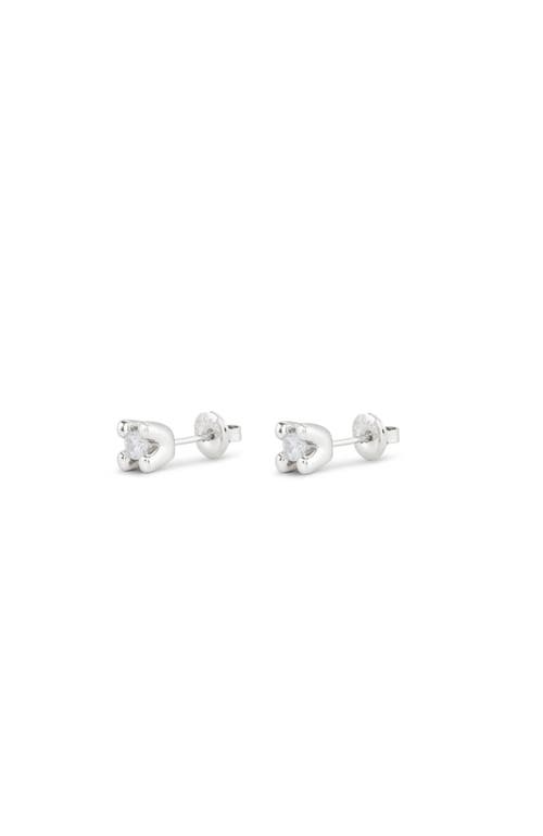 Unode50 Sterling Silver-plated Earrings With White Cubic Zirconia In Silver