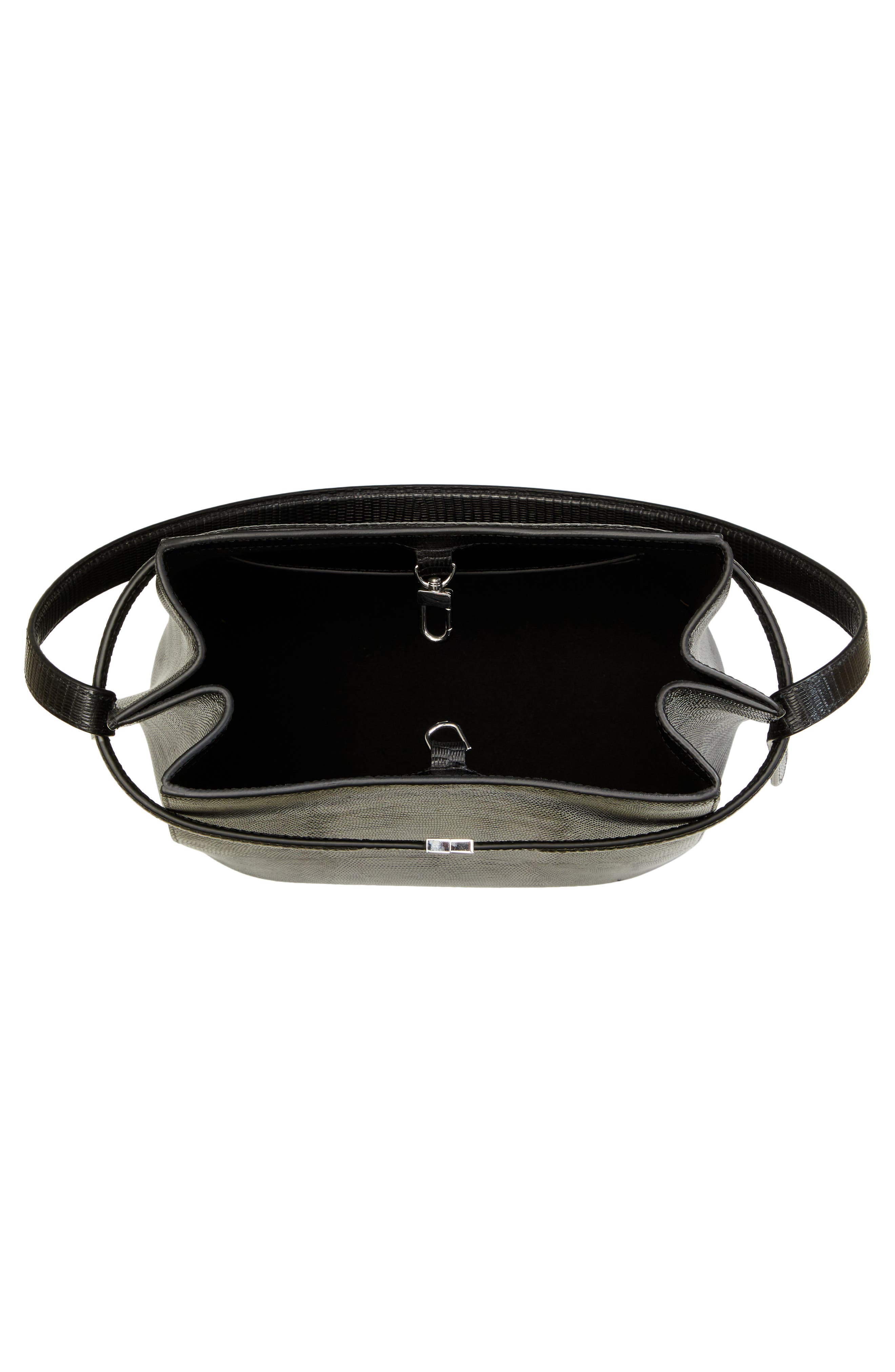 TOTEME Belted Lizard Embossed Leather Bucket Shoulder Bag, Alternate, color, 