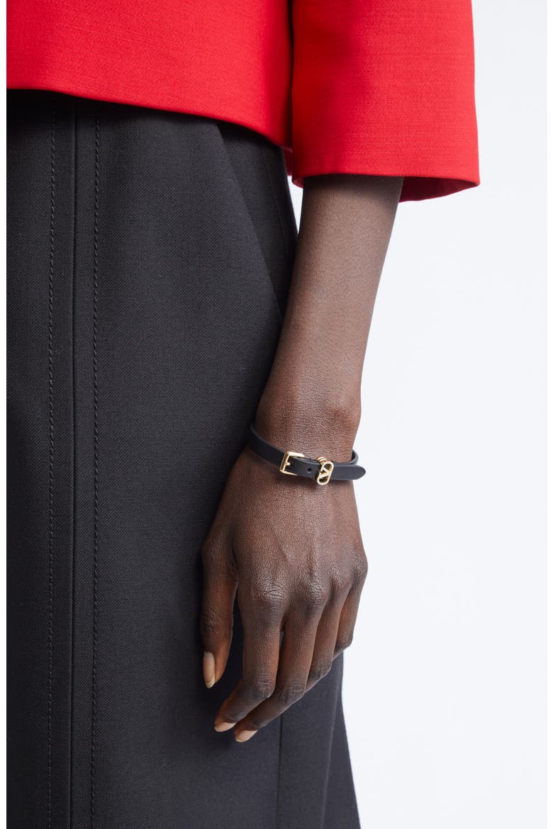 Pavé VLOGO Leather Bracelet, Alternate, color, NERO/ CRYSTAL