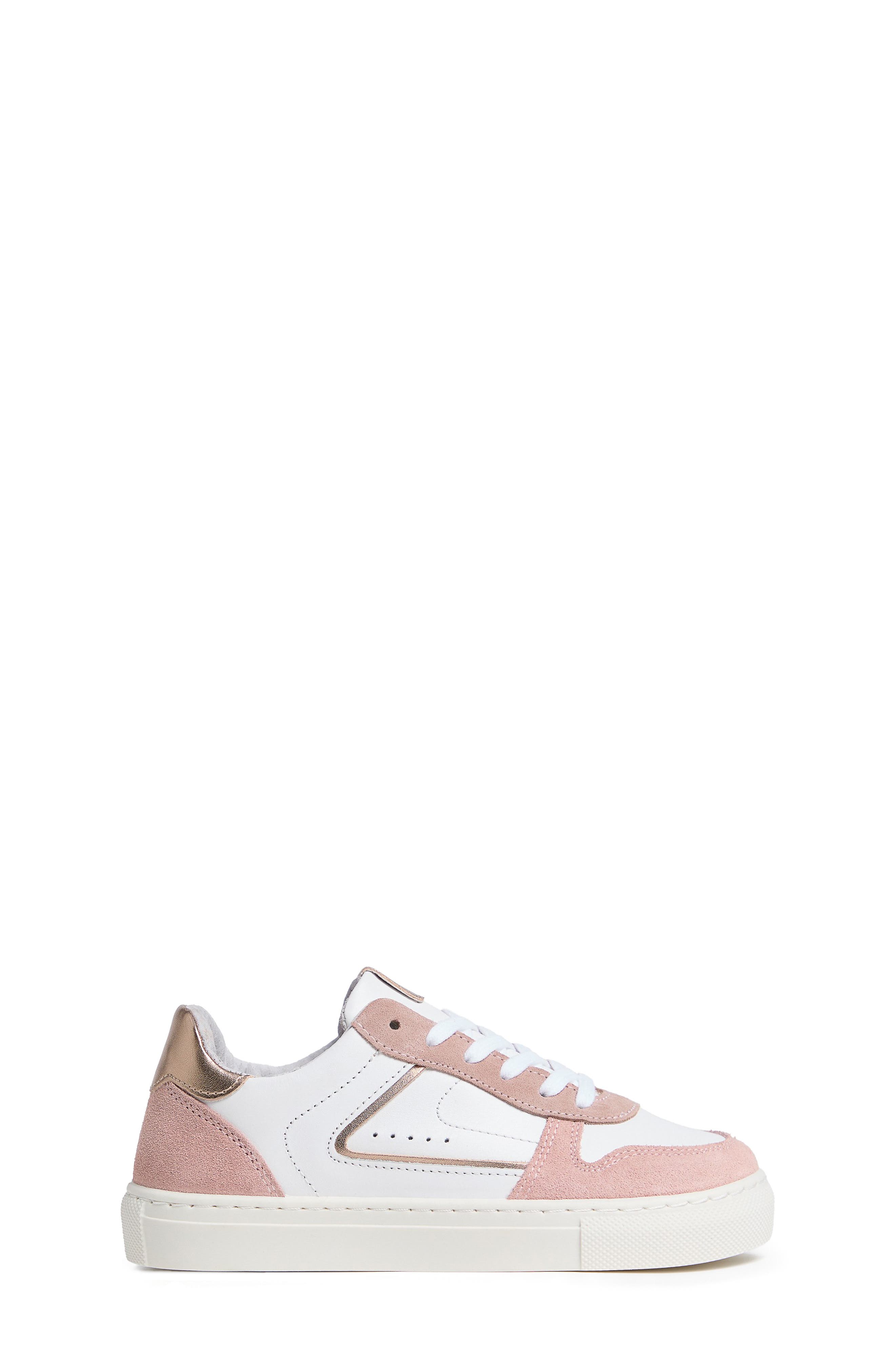 Kids' Retro Low Top Sneaker, Alternate, color, WHITE/ ROSE
