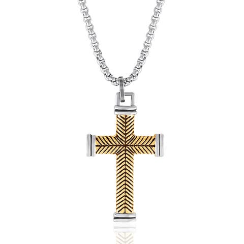 Stainless Steel (316L) Two Tone Cross Necklace