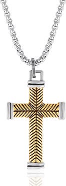Lucky Brand Stainless Steel (316L) Two Tone Cross Necklace