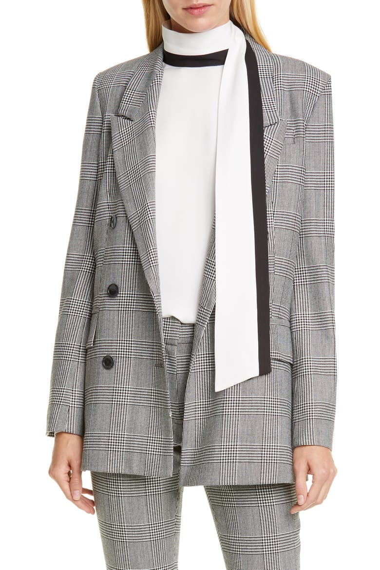 Glen Plaid Double Breasted Blazer, Main, color, NOIR MULTI