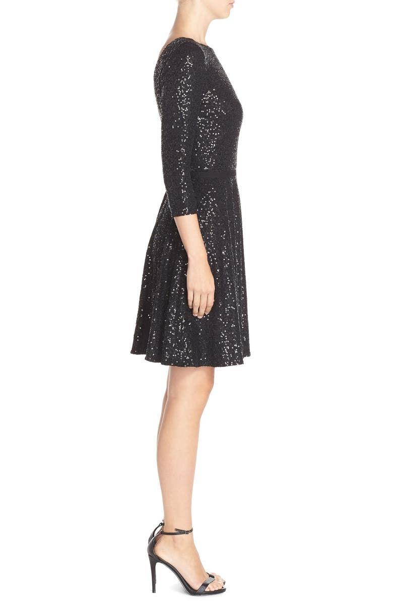 Maia Sequin Jersey Fit & Flare Dress, Alternate, color,
