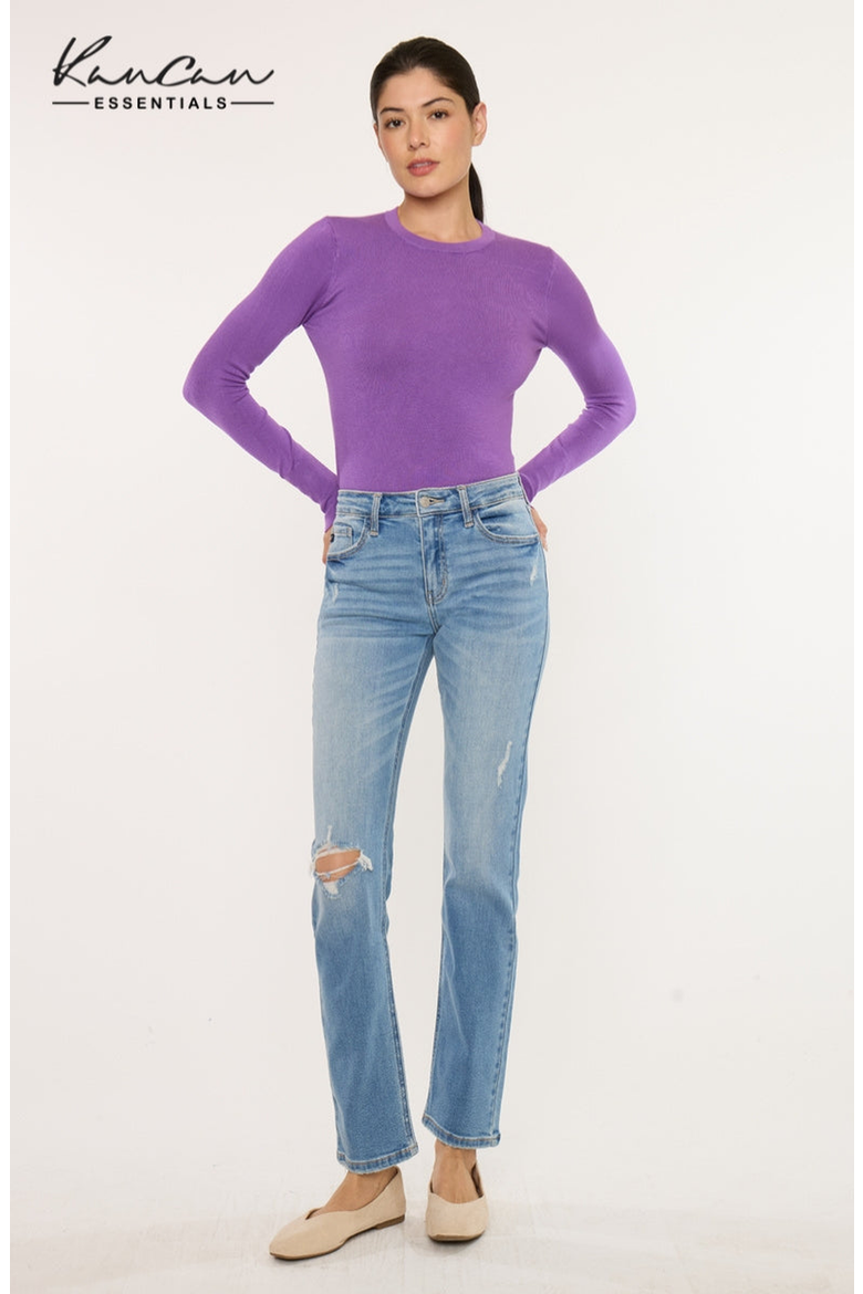 Florence Essentials High Rise Slim Straight Jeans, Main, color, Medium Wash