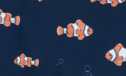 Firsts By Petit Lem Clownfish Print Upf 50+ Swim Romper In Navy