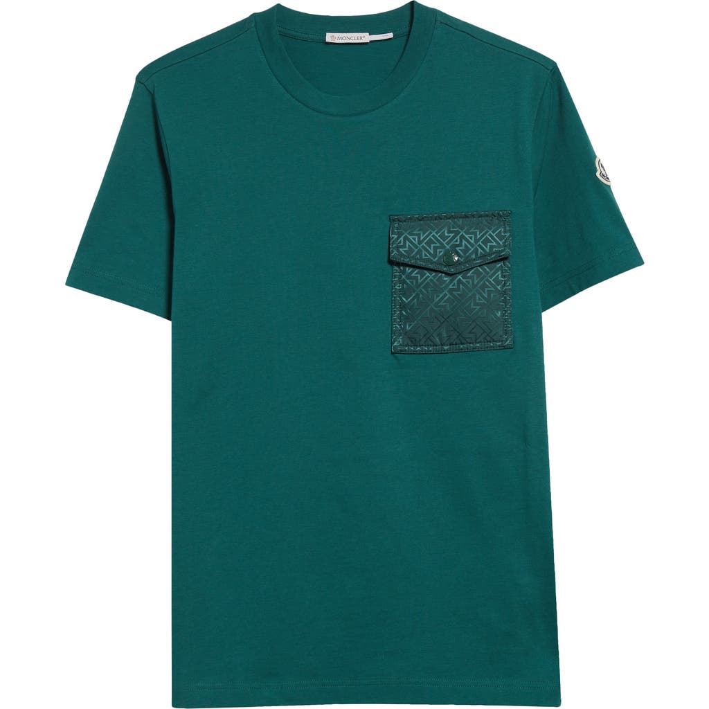 Moncler Logo Patch Cotton Pocket T-shirt In Botanical Garden