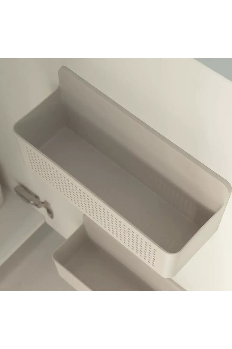 Wall Mounted Adhesive Storage Basket Organizer for Kitchen and Laundry, Alternate, color, Beige