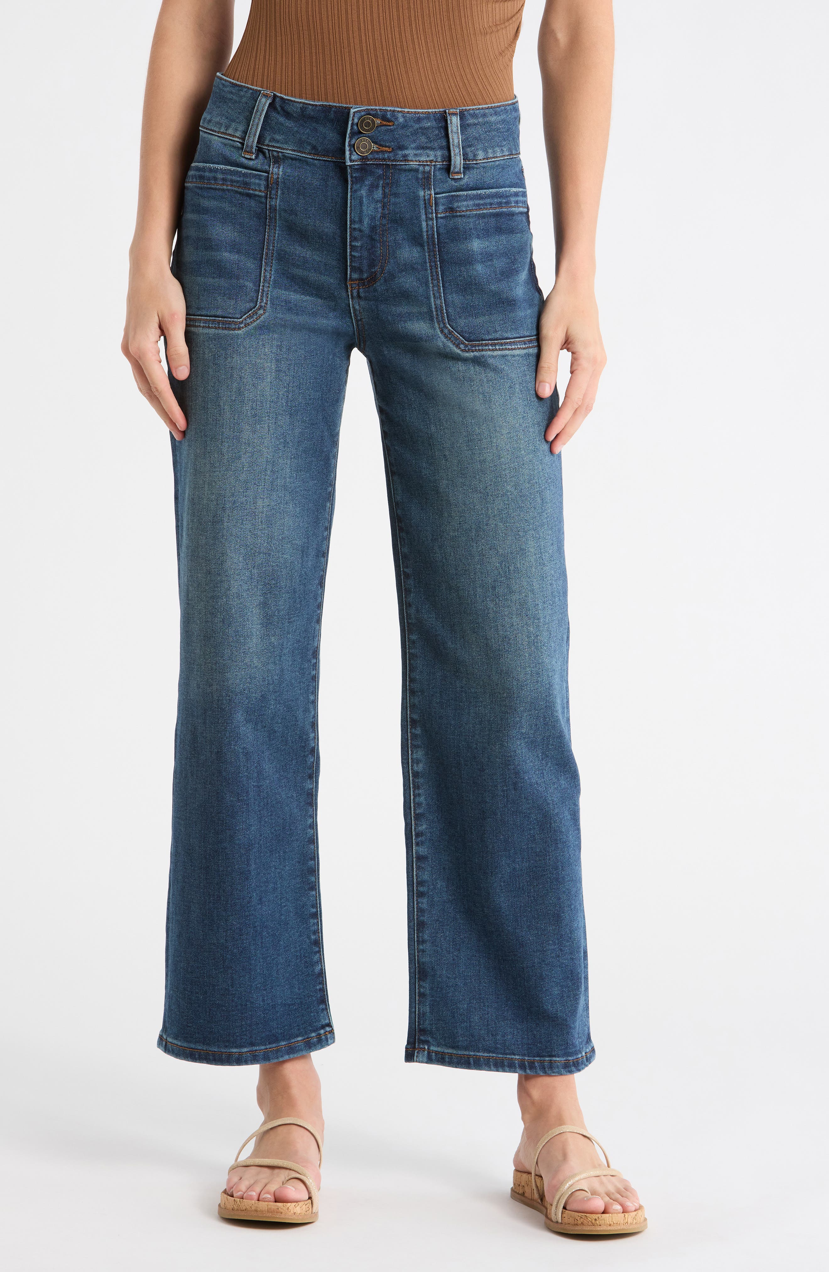 KUT from the Kloth Lucy Patch Pocket High Waist Ankle Wide Leg Jeans