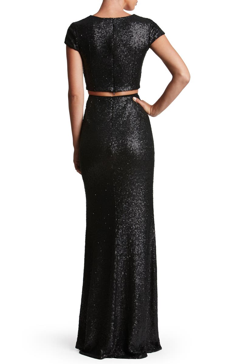 Dress the Population Cara Sequin Two-Piece Gown, Main, color,