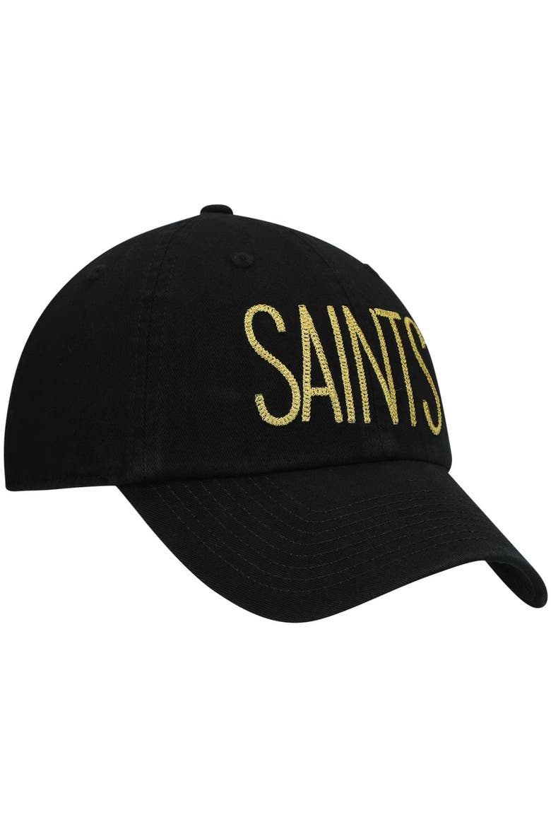 Women's '47 Black New Orleans Saints Shimmer Text Clean Up Adjustable Hat, Alternate, color, Black