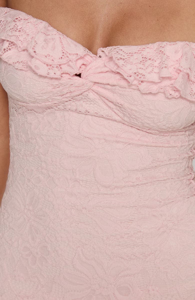 Princess Polly Anabeila Lace Off the Shoulder Minidress, Alternate, color, Light Pink
