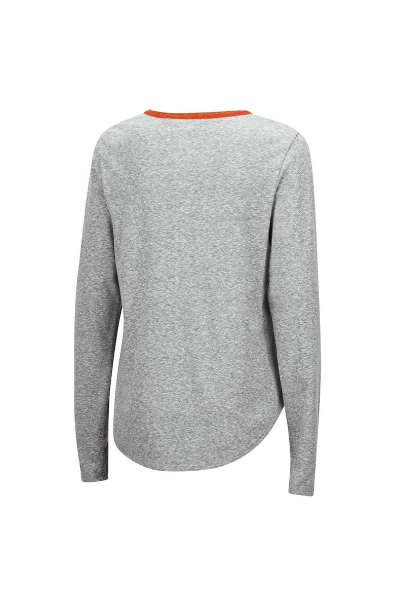 COLOSSEUM Women's Colosseum Heathered Gray Clemson Tigers Sundial Tri-Blend Long Sleeve Lace-Up T-Shirt, Alternate, color,