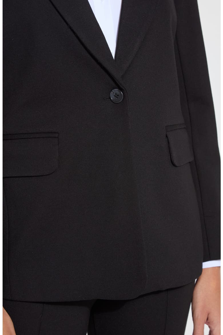 'Lyssentials One-Button Ponte Blazer, Alternate, color, BLACK