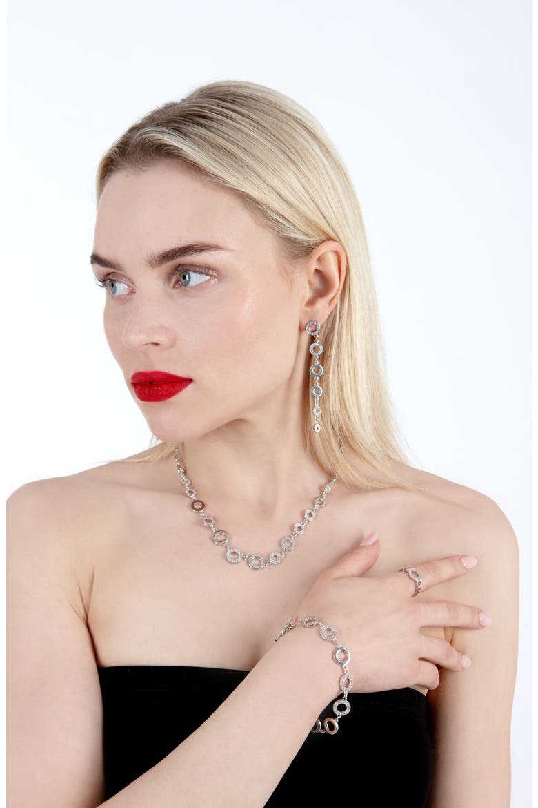 Art Deco Halo Bracelet, Alternate, color, Sterling Silver