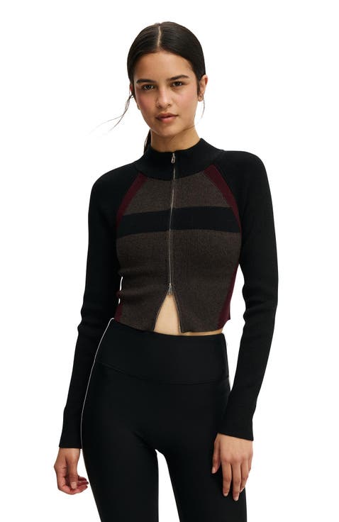Women's Active Spliced Knit Zip Through