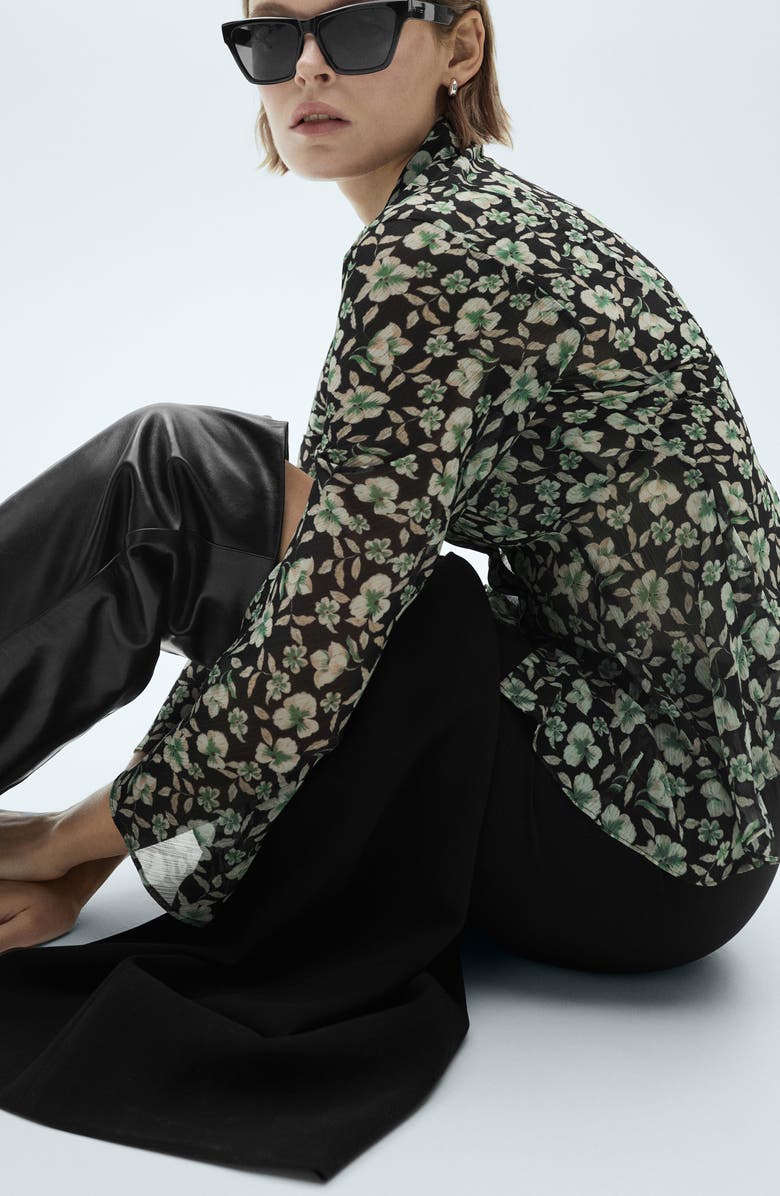 MANGO Floral Chiffon Shirt, Alternate, color, 