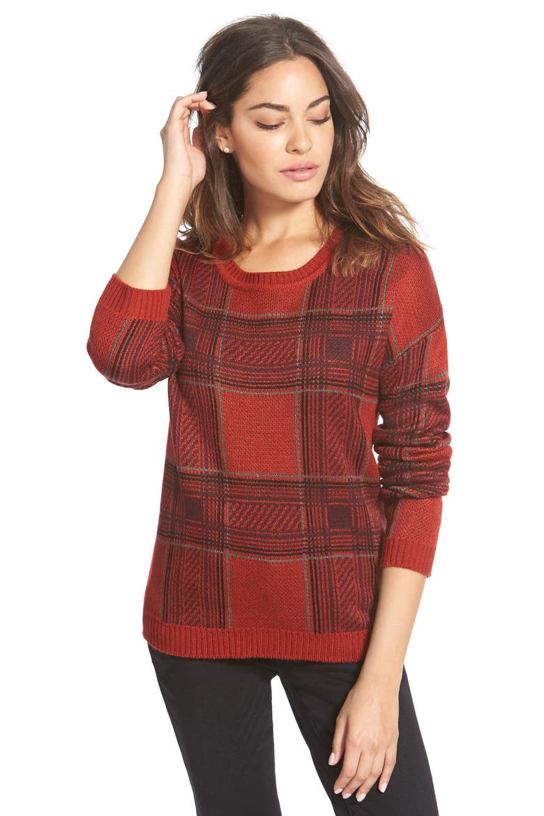 'Peninsula' Plaid Sweater, Main, color, MAROON