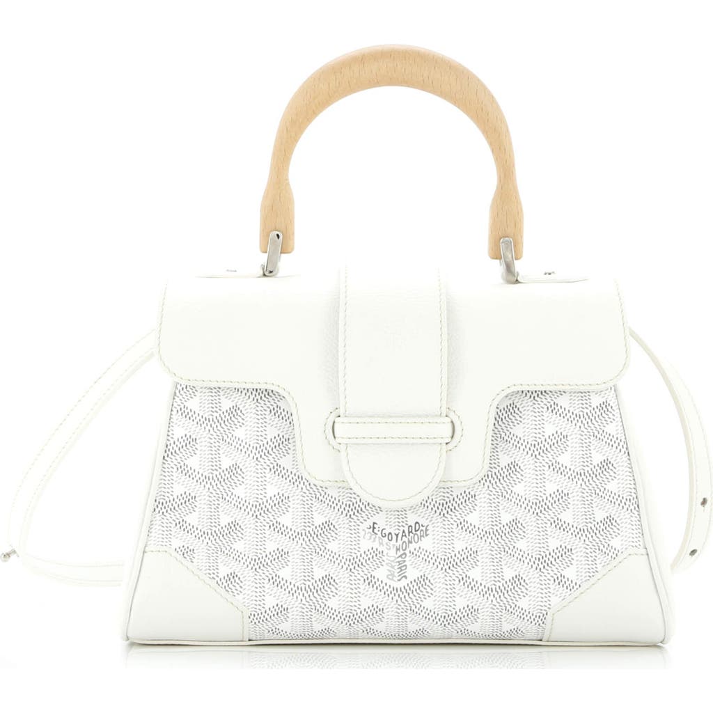 Pre-owned Goyard Goyard Saigon Top Handle Bag Coated Canvas With Leather Mini In Neutral