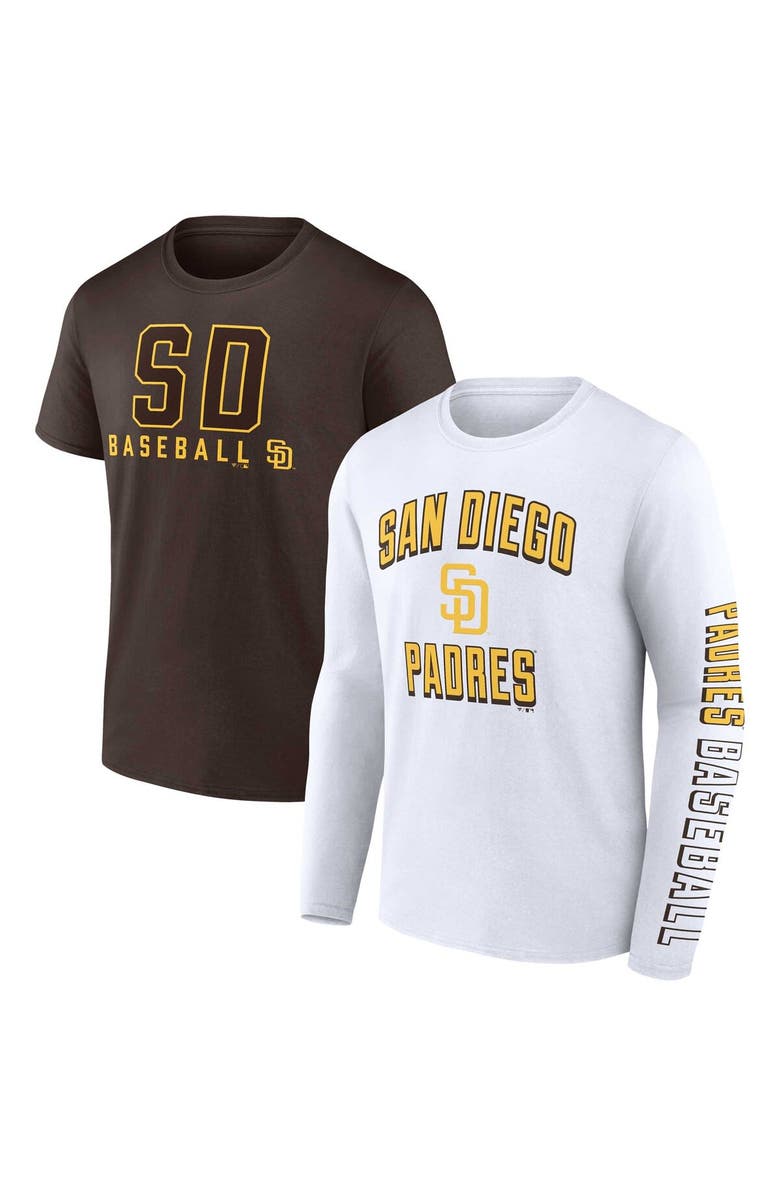 FANATICS Men's Fanatics Branded Brown/White San Diego Padres Two-Pack Combo T-Shirt Set, Main, color, 