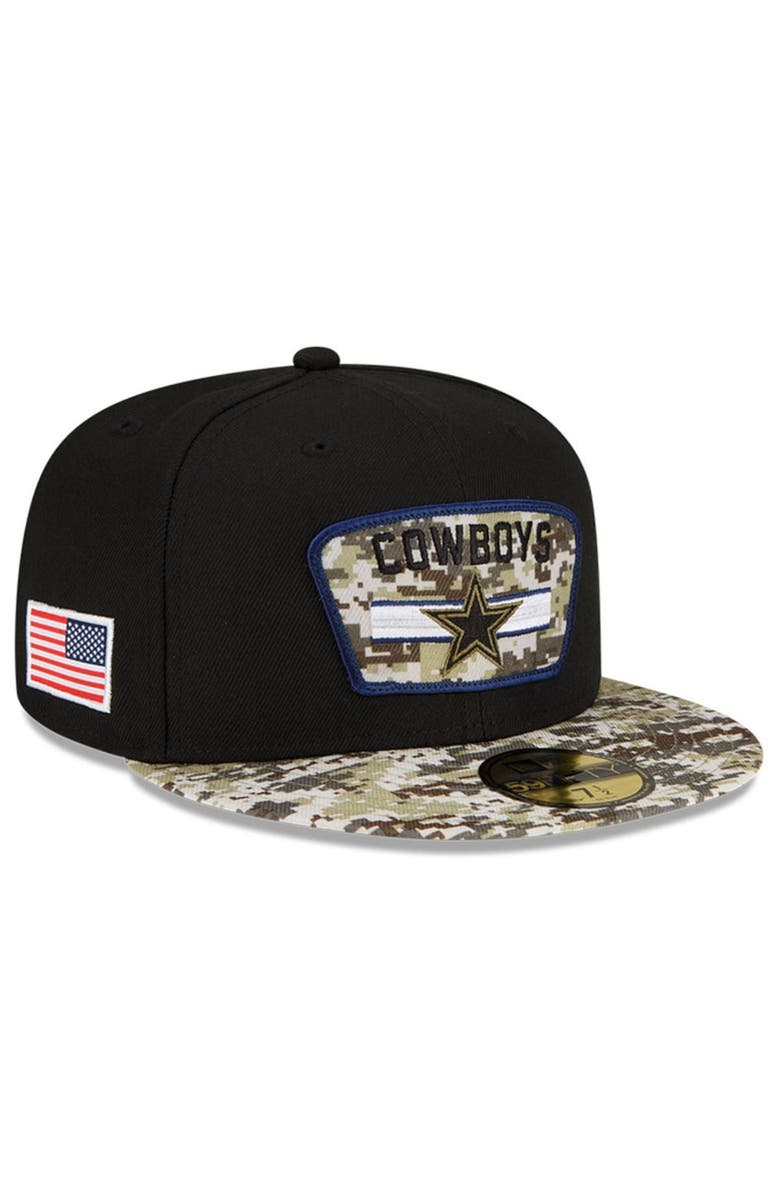 New Era Men's New Era Black/Camo Dallas Cowboys 2021 Salute To Service 59FIFTY Fitted Hat, Main, color, Black