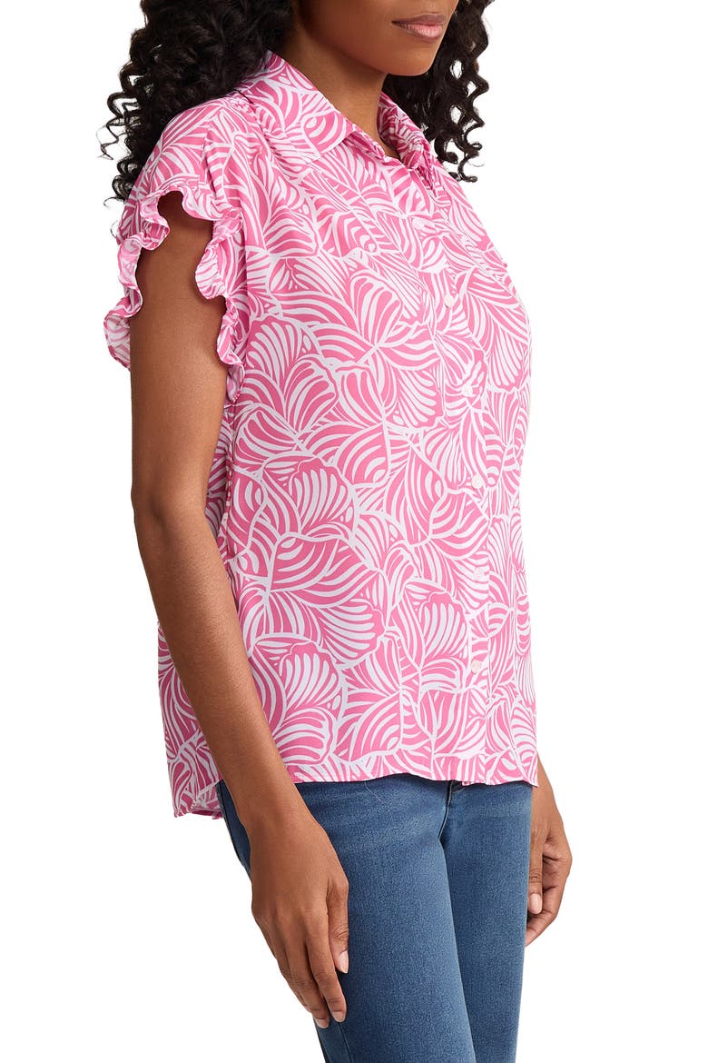 Abstract Print Ruffle Sleeve Shirt, Alternate, color, DUTCH PINK/NATURAL WHITE