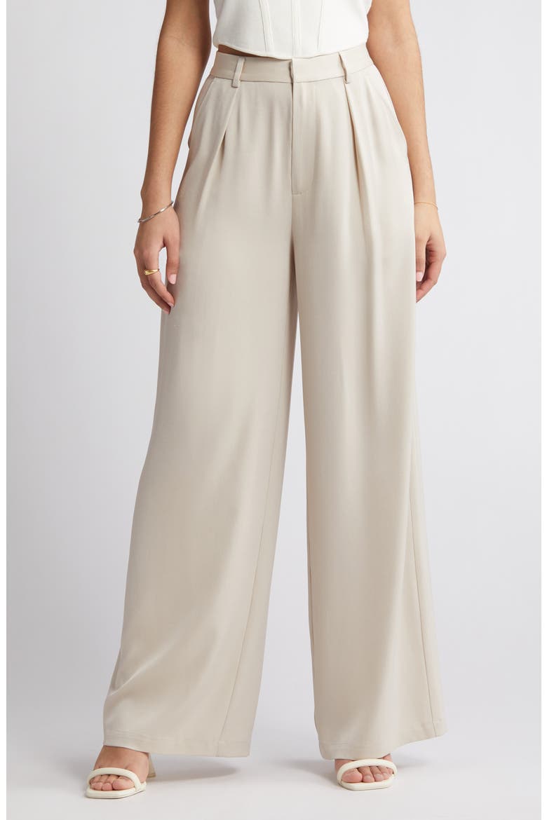 Jennie High Waist Wide Leg Satin Pants, Alternate, color, GREY