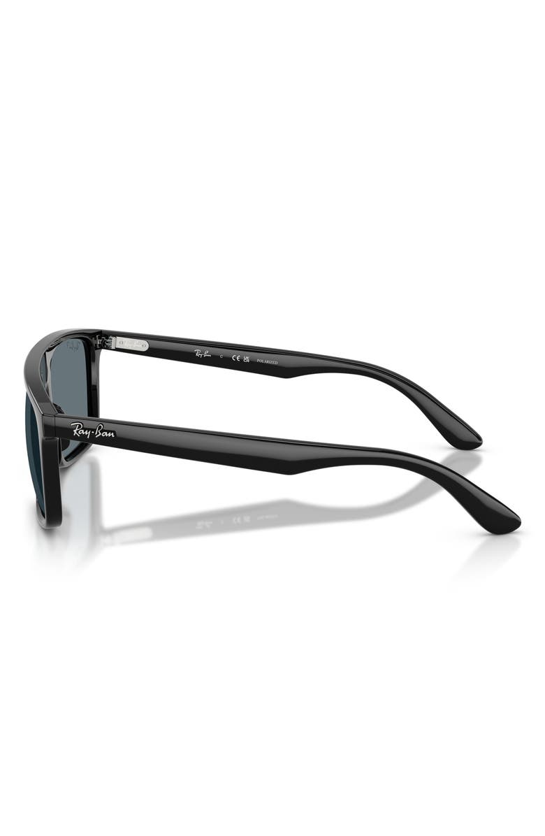Ray-Ban 55mm Polarized Square Sunglasses, Alternate, color, Black / Dark Blue Polar
