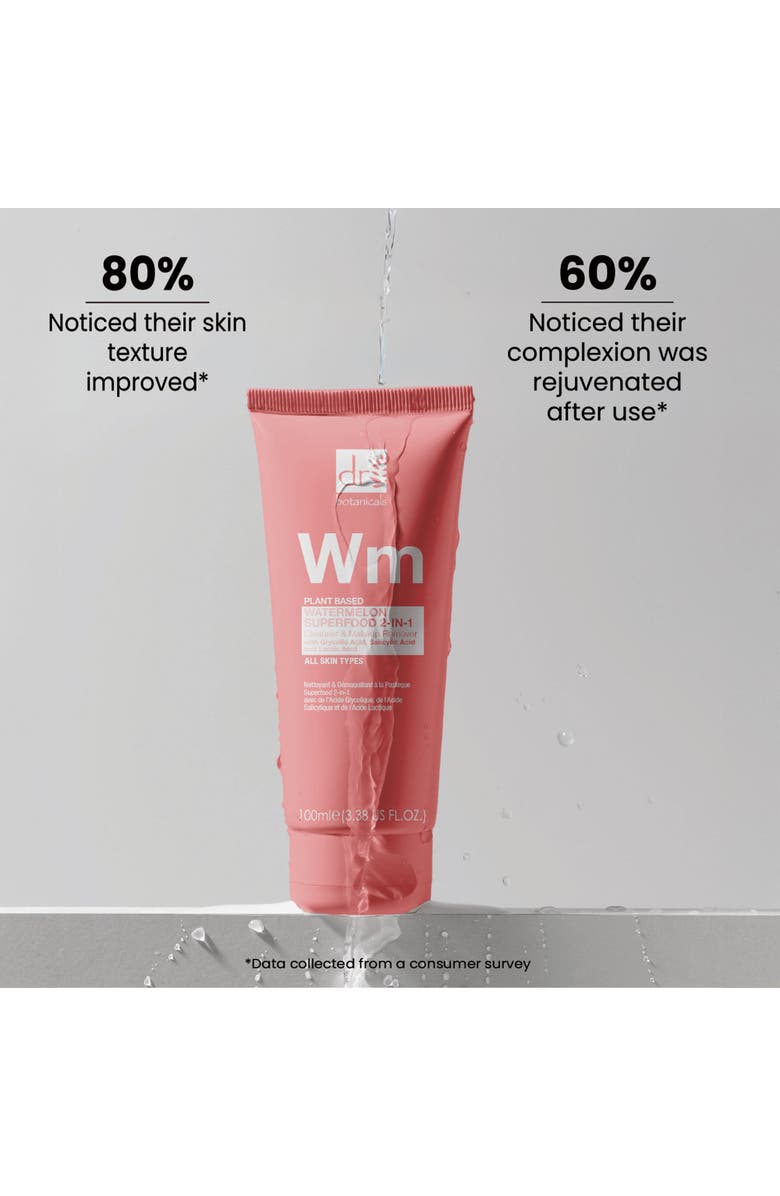 DR BOTANICALS Watermelon Superfood 2-in-1 Cleanser and Makeup Remover, Alternate, color, White
