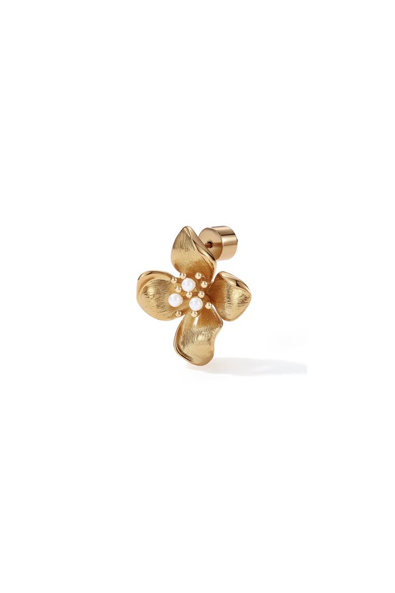 Iris Blossom Stud Earrings, Alternate, color, Gold & White
