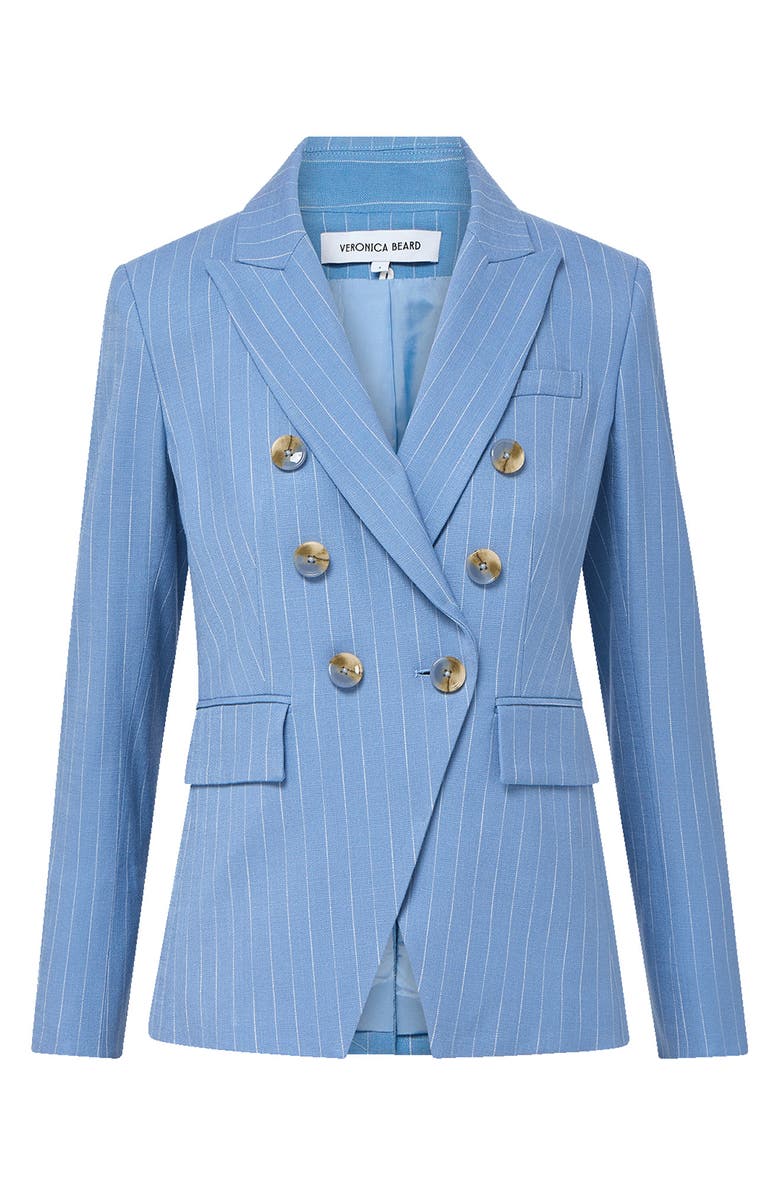 Veronica Beard Miller Pinstripe Dickey Jacket, Alternate, color, Blue Jay Dove