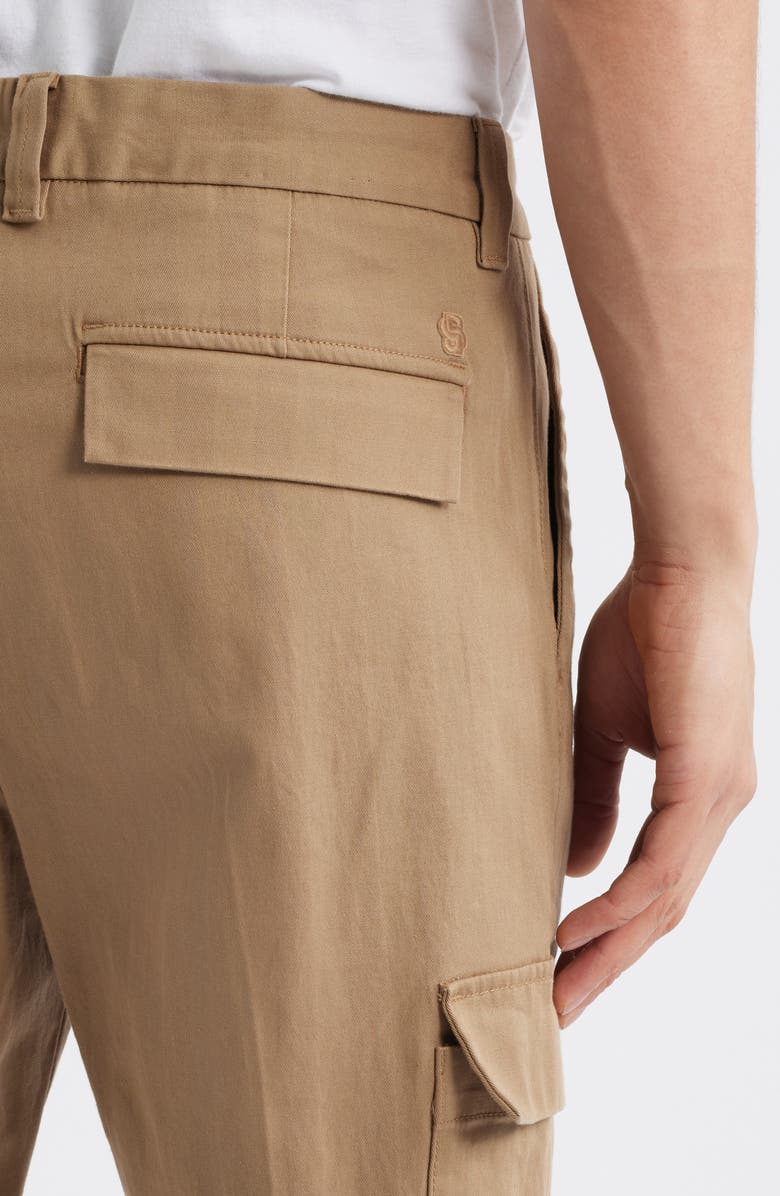 BOSS Perin Pleated Tapered Leg Cargo Pants, Alternate, color, Open Beige